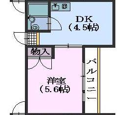 ハイム向が丘(1DK/2階)の間取り写真