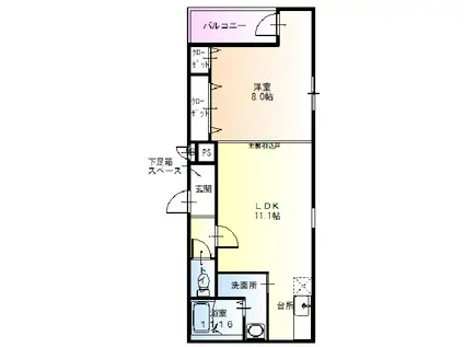 フジパレスパルトネールさとのIII(1LDK/2階)の間取り写真