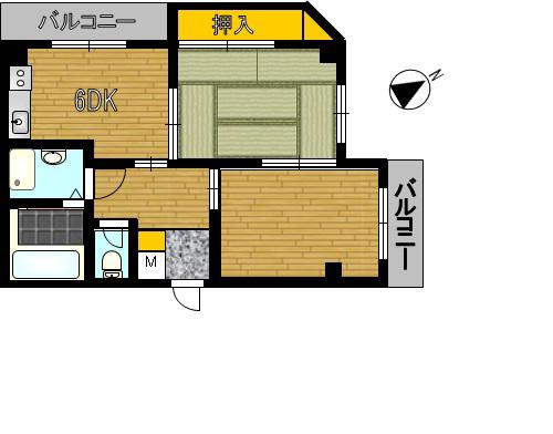タテハタハイツ(2DK/3階)の間取り写真