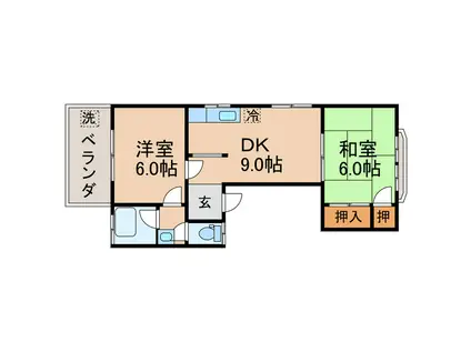 清水ビル(2DK/4階)の間取り写真