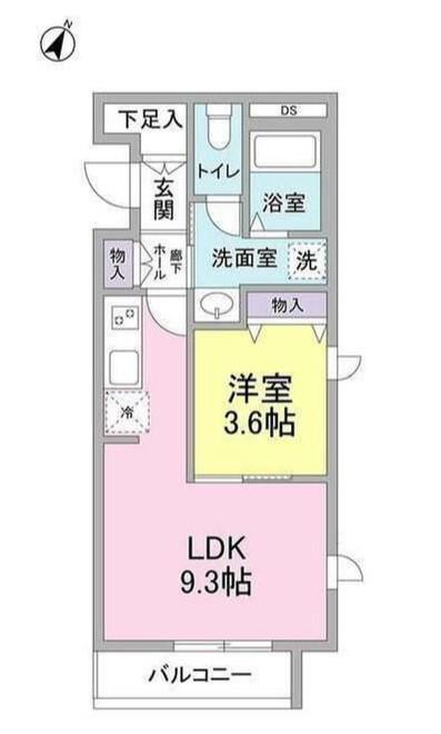 AKS三宿フラッツ(1LDK/3階)の間取り写真