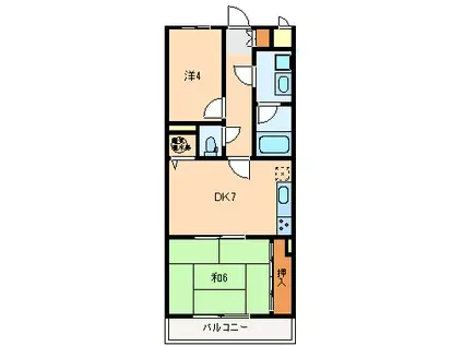 ライオンズマンション湯河原第5(2DK/4階)の間取り写真