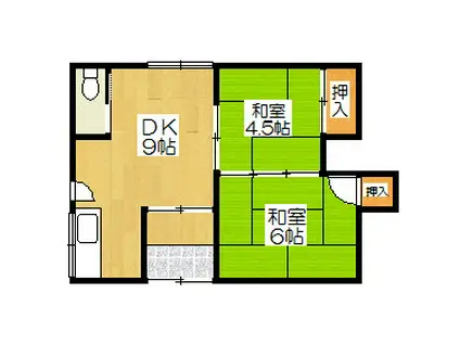 望洋荘(2DK/1階)の間取り写真