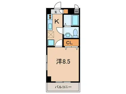 サンシャⅢ(1K/4階)の間取り写真