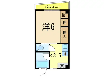 サニーレジデンスII(1K/2階)の間取り写真