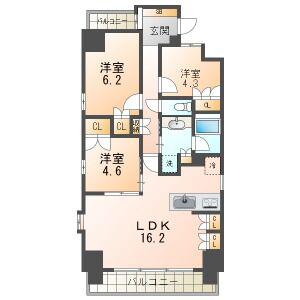 サンクレーア東山(3LDK/2階)の間取り写真