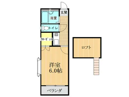 Sコーポ帯山(1K/2階)の間取り写真