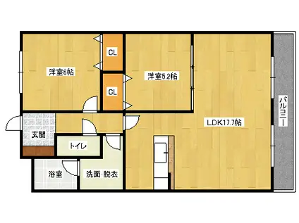 プロスペリティNAKAMURA(2LDK/6階)の間取り写真