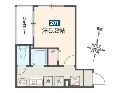 メルディア矢部(1K/2階)の間取り写真