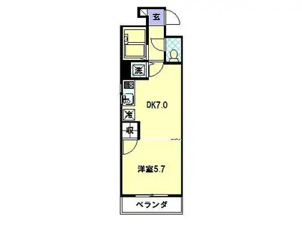クオーレ鍛冶屋町(1DK/1階)の間取り写真