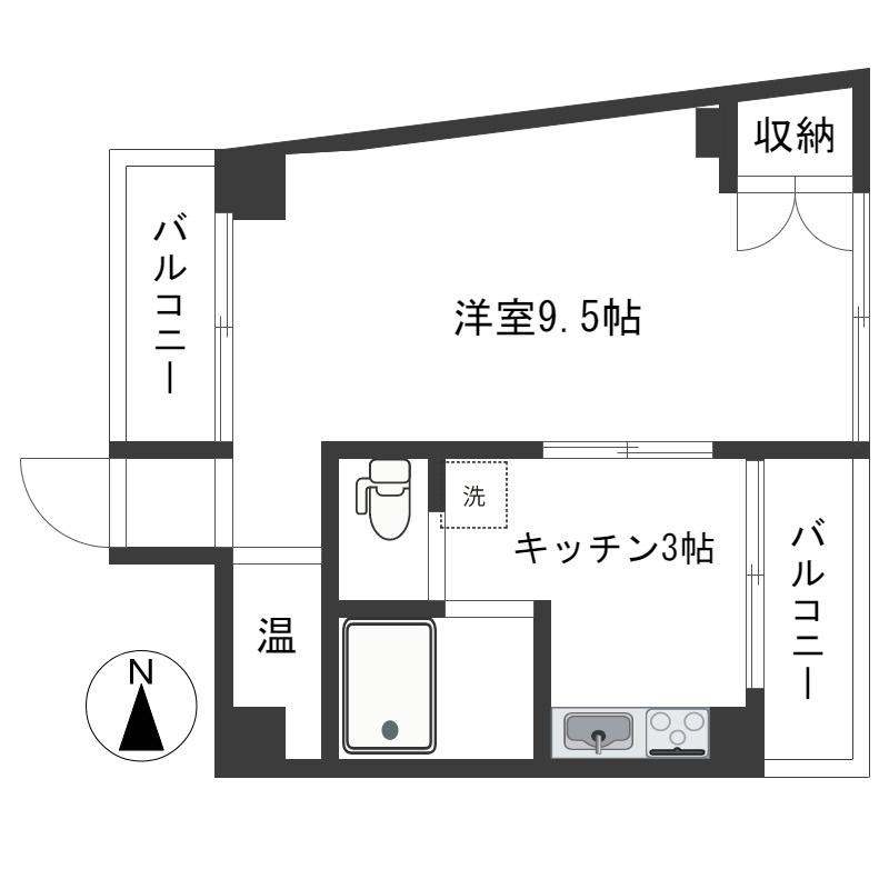 第2エントピアコート(1K/4階)の間取り写真