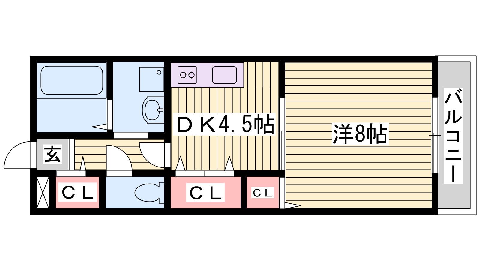 ハイツひまわり(1DK/1階)の間取り写真