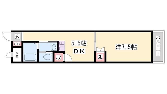 メゾンソレイユ(1DK/4階)の間取り写真