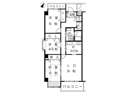 メゾン・デ・ポロニア(3LDK/1階)の間取り写真