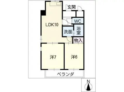 メイセイハイツI(2LDK/5階)の間取り写真
