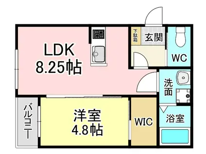 BRAVE BASE 八幡西(1LDK/1階)の間取り写真