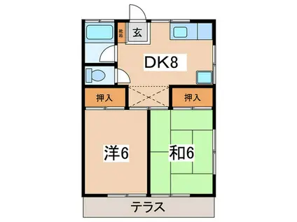 久保田コーポII(2DK/1階)の間取り写真