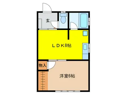 サーラスハマA・B・C・D・E(1LDK/2階)の間取り写真