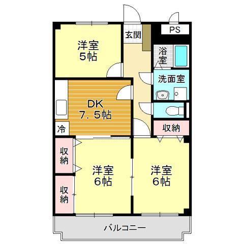 シークエスト鳥越(3DK/3階)の間取り写真