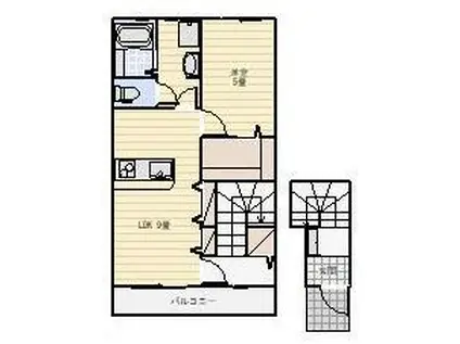 LOTUS篠原(1LDK/2階)の間取り写真