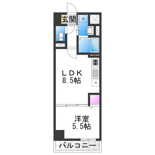 リアライズ今里南(1LDK/7階)の間取り写真
