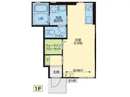 グランリーオ・オスト(1K/1階)の間取り写真