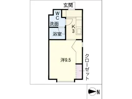 フリーライフ翔V(1K/1階)の間取り写真