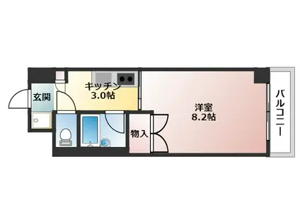 サンライズ己斐中(1K/3階)の間取り写真