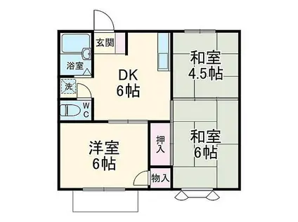 ヴィレッジひばりが丘(3DK/1階)の間取り写真