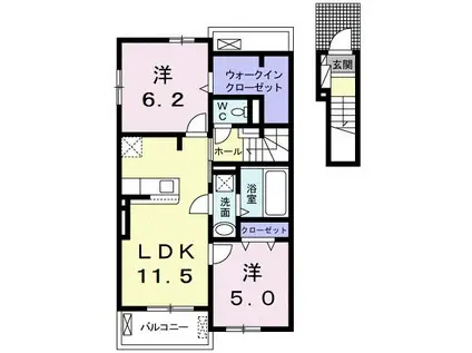 カーサ ステッラV(2LDK/2階)の間取り写真
