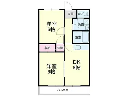 マンション楠通II(2DK/2階)の間取り写真