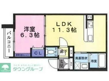 ポルト・ボヌール(1LDK/2階)の間取り写真