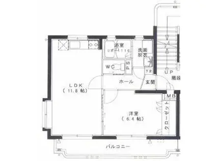日高ハイツII(1LDK/2階)の間取り写真