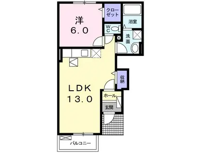 フェリーチェ I(1LDK/1階)の間取り写真