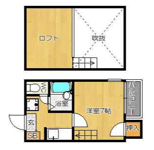 リバティ六本松(1K/2階)の間取り写真