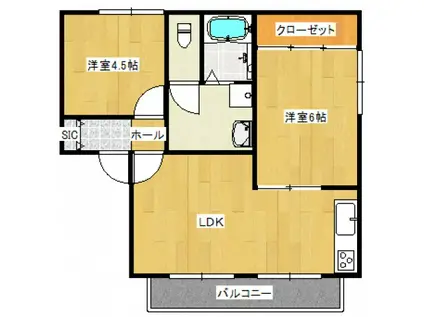 エスポワールタナカ(2LDK/1階)の間取り写真