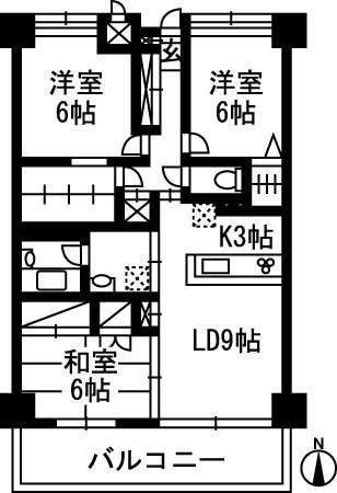ADVANCE NAGAI III(3LDK/3階)の間取り写真