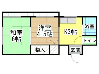アベニュー医生ケ丘(2K/3階)の間取り写真