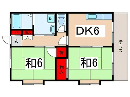 朝日のあたる家(2DK/1階)の間取り写真