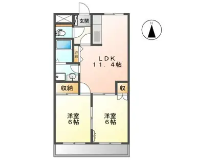 シンフォニー(2LDK/1階)の間取り写真