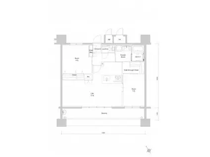 エンクレスト博多EXCEED(2LDK/14階)の間取り写真