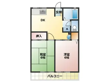 プチ・メゾン(2DK/2階)の間取り写真