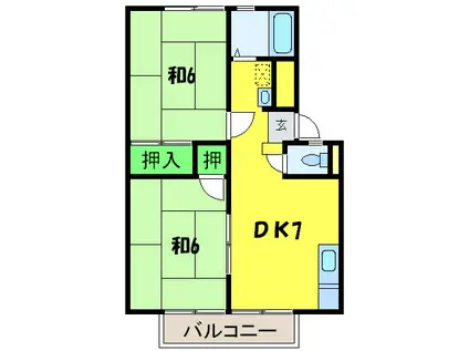 メゾン上野芝(2DK/2階)の間取り写真