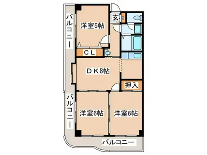 ライフプラザカナン(3DK/2階)の間取り写真