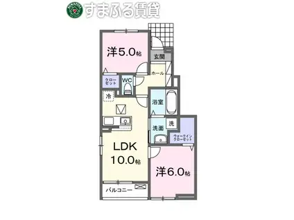 フィオーレカスミII(2LDK/1階)の間取り写真