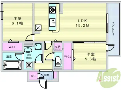 D-RESIDENCE大島町(2LDK/2階)の間取り写真