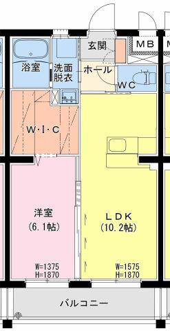 デイライト ヒルズ(1LDK/2階)の間取り写真