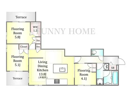 ベルアベニール(3LDK/1階)の間取り写真