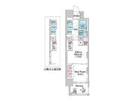 コンフォリア北堀江一丁目(1DK/4階)の間取り写真