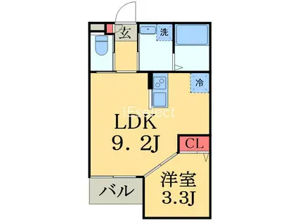 貝塚町アパート計画(1LDK/2階)の間取り写真